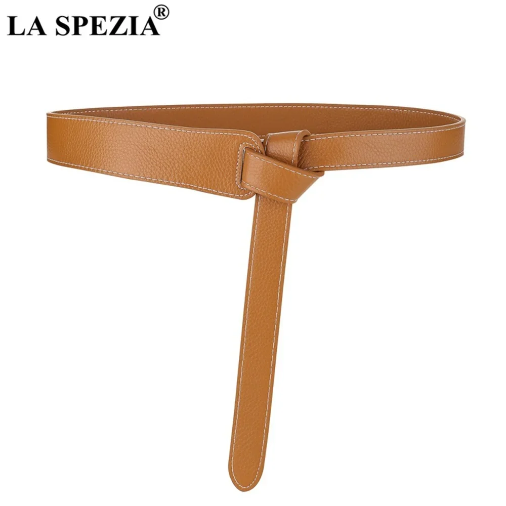 

LA SPEZIA Коричневый ремень из натуральной кожи Женский высококачественный женский ремень из натуральной коровьей кожи для платья Ремень с завязками на талии 120 см