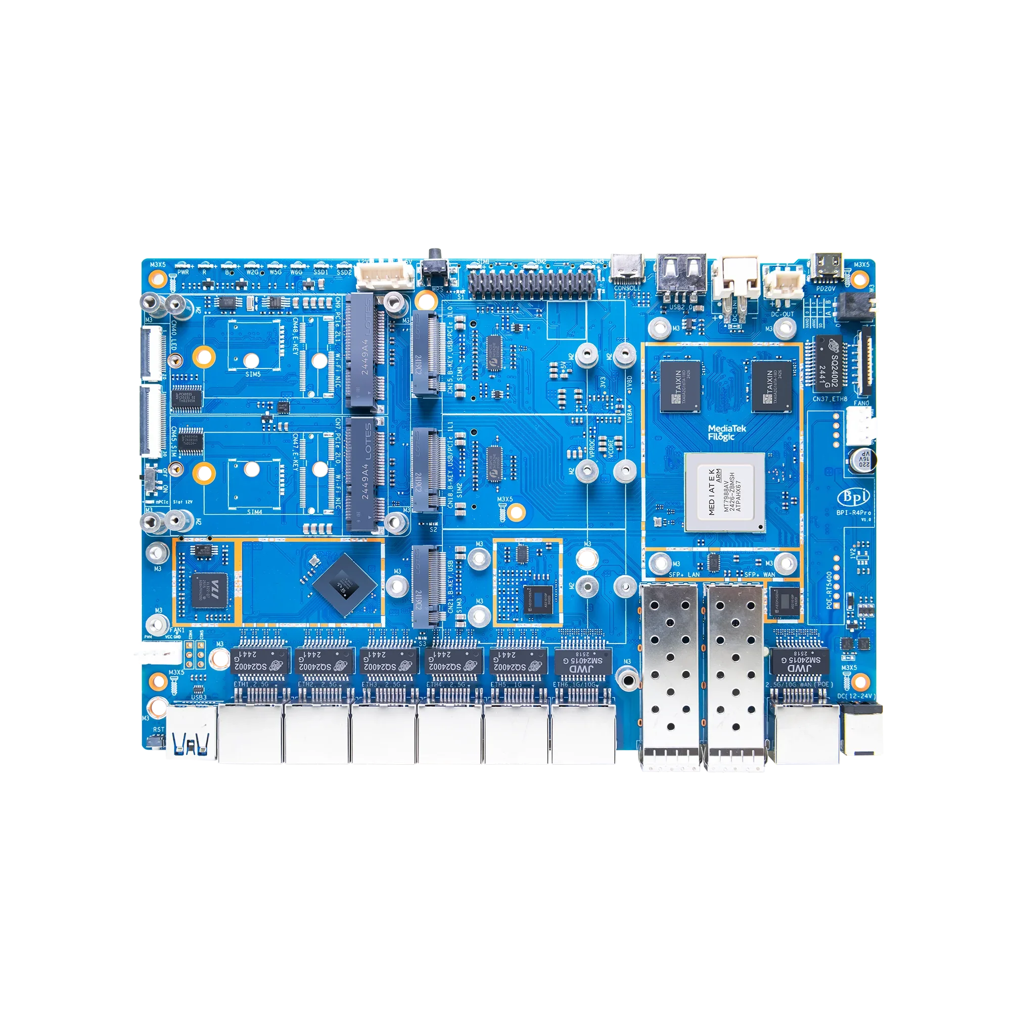 Banana Pi BPI-R4 PRO MT7988A (Filogic 880) 8GB DDR4 8GB eMMC Wifi7 Router Board Quad-core Arm Corex-A7 Home Automation