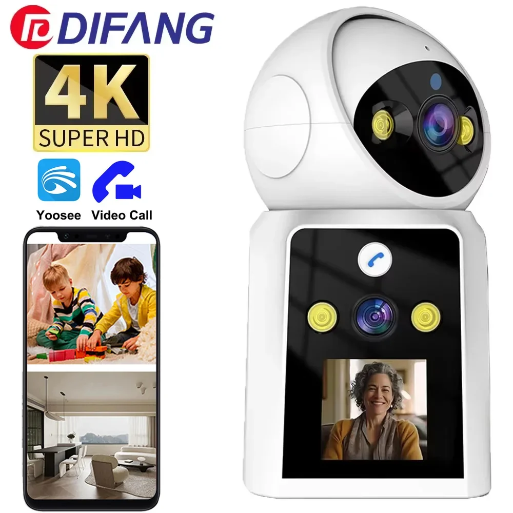 Indoor WIFI IP Camera 8MP Home Smart Camera Dual-lens Video Call Surveillance Twoway Voice 4K Security Surveillance Camera CCTV