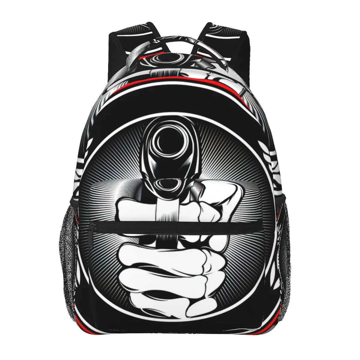 

Skull Hand Holding A Gun Vector. Backpack for Girls Boys Travel RucksackBackpacks for Teenage school bag