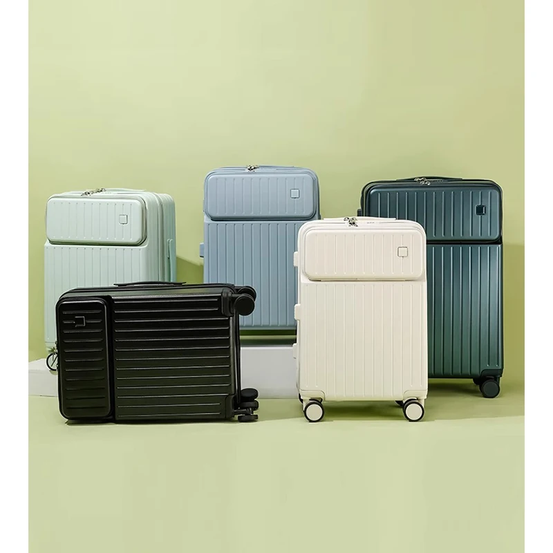 Front Opening Luggage Trolley Bag Men and Women Lightweight Rolling Luggage Spinner Universal Wheel Password Suitcase