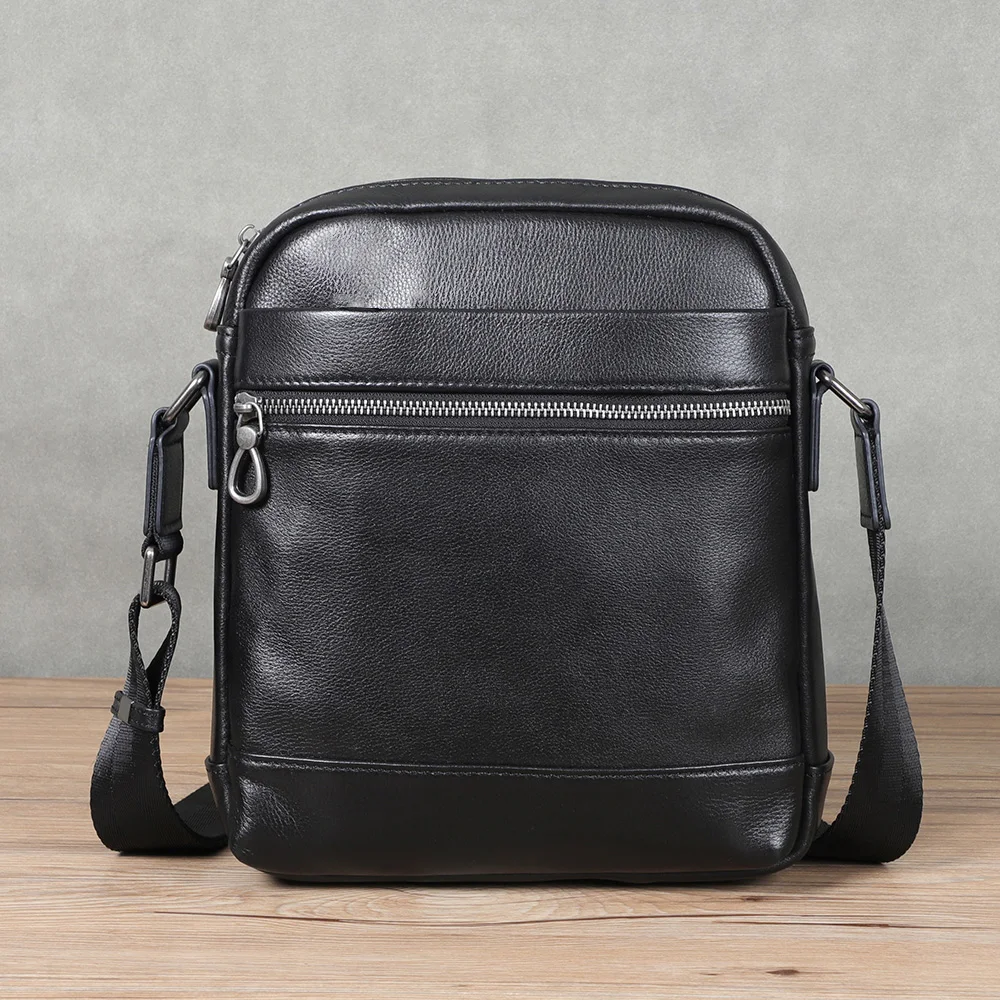 Men's Small Shoulder Bags Men's Bag Genuine Leather Black Crossbody Bags For Men Small Flap Male Messenger Bag Men Leather