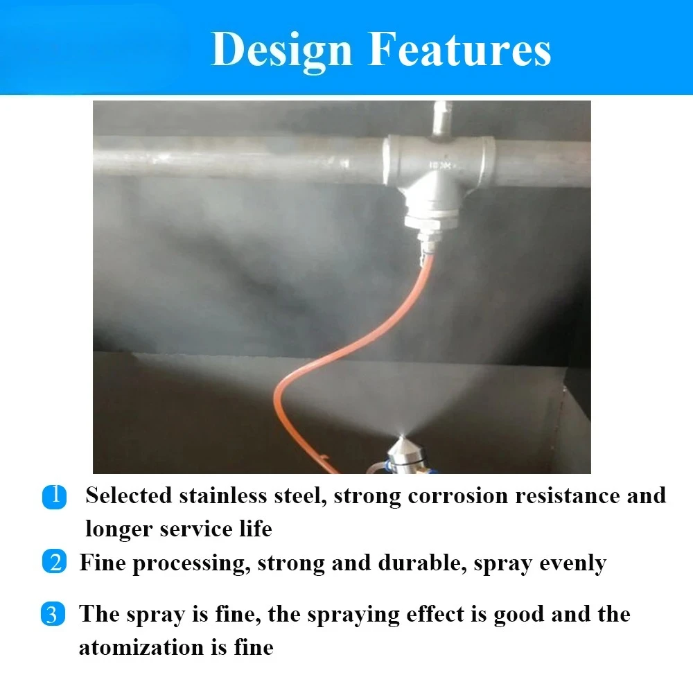 Stainless Steel Anti-Drip Corrugated Cardboard Nano-sized Mist Nozzle Two-Fluid Air Atomizing Nozzle