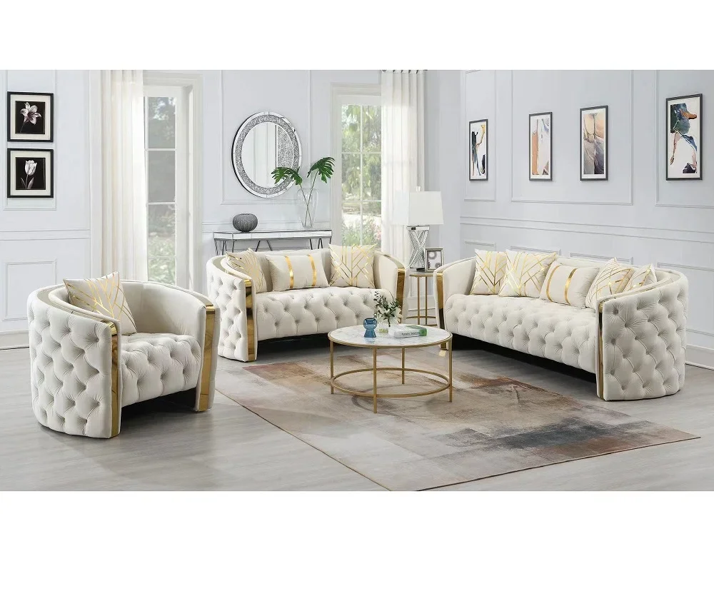 

Для высокого качества, современный роскошный модульный диван, изогнутый диван на пуговицах, тафтинговый бархатный диван с обивкой для гостиной, дома, виллы, отеля