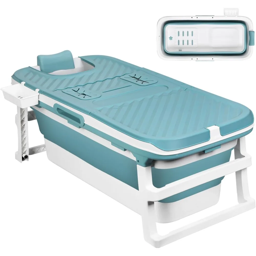 

Ice Bath Hot Bath Tub Portable Folding Bathtub, Soaking Bath tub for Adult, Foldable Bathtub with Thermal Cover, Massage Roller,
