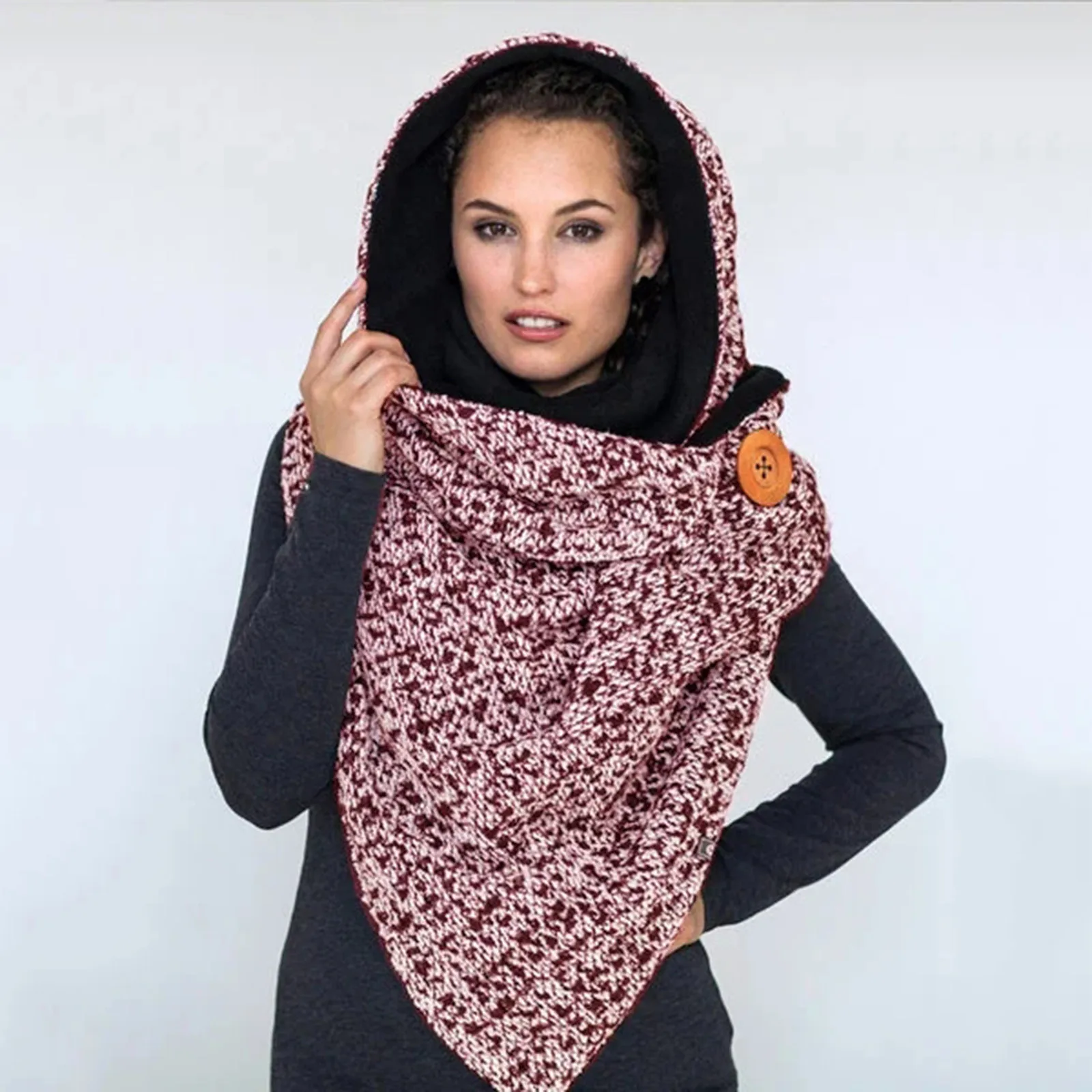 Printing Winter Soft Warm Casual Bib Shawls Wrap Scarves Women Button Fashion Scarf Thick Scarfs for Women Neck Warmer Scarfs