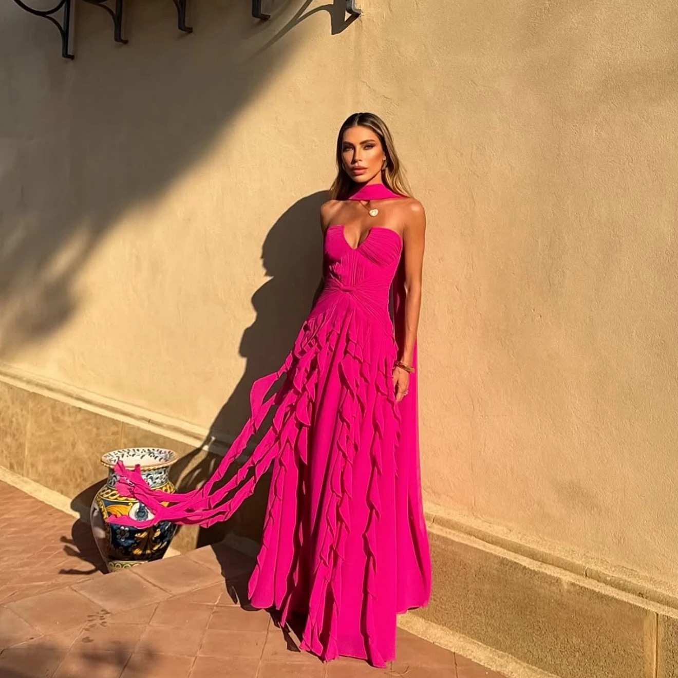

Booma A-Line Strapless Simple Evening Dresses Sleeveless Pink Formal Dresses for Women Elegant Prom Gowns Custom Made 2025