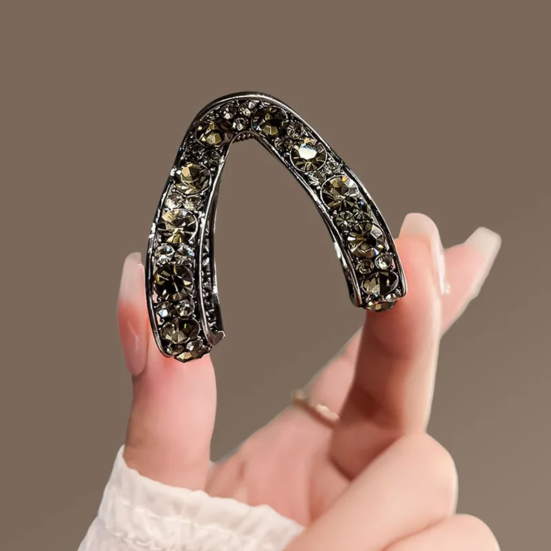 New Mini Rhinestone Hair Clip For Women Small Fashion Anti-Drooping Metal High Ponytail Hair Claw Headdress Hair Accessories