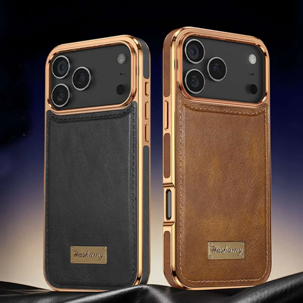 

Vintage Leather Case For Iphone 14 15 16 17 Pro Max Case Strong Magnetic Phone Coque For Iphone Air Shockproof Back Cover