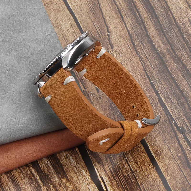 Soft Suede Leather Straps 20mm 22mm Vintage Watch Band For Samsung For Huawei WatchGt3/Gt4 46mm Women Men Bracelet Accessories