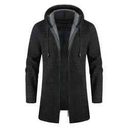 Winter Men Sweater Cardigan Jackets Fashion Men Fleece Warm Hooded Sweaters Coats Men Mid-Long Thermal knitwear Sweater Clothing
