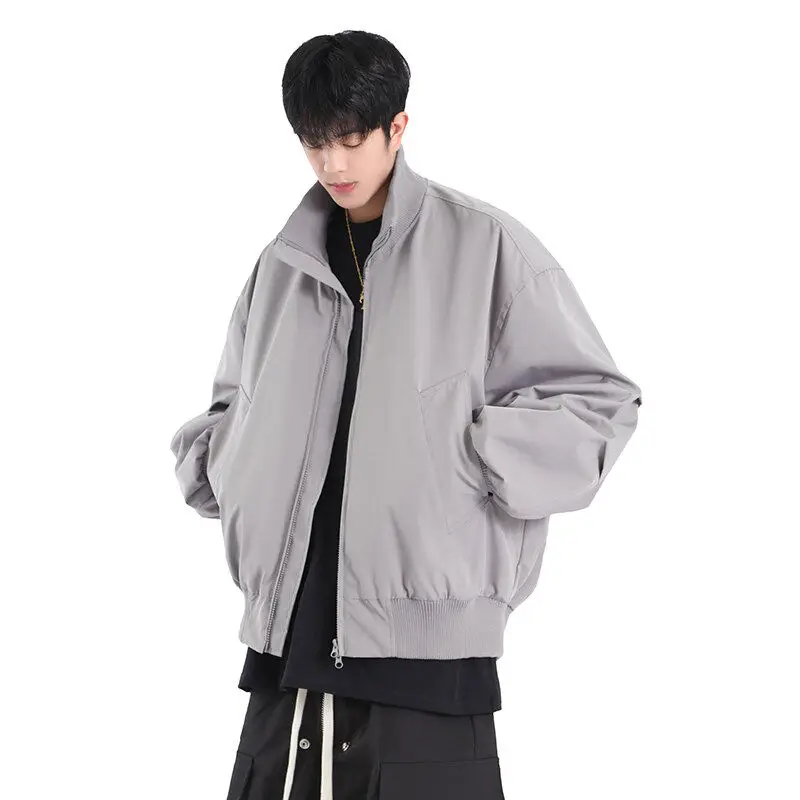 

American Sle Bomber Jaet Men's Spring Autumn ort Stand Collar Baseball orm Loose Fit Anti-Wrinkle Polyester Youth T...