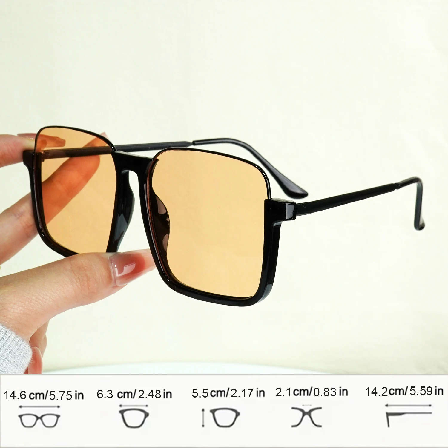 Fashion Glasses Trendy Sun Glasses Double Bridge Square Frame Sunglasses Oversized Fashion Shades Retro Sunnies for Women view 3