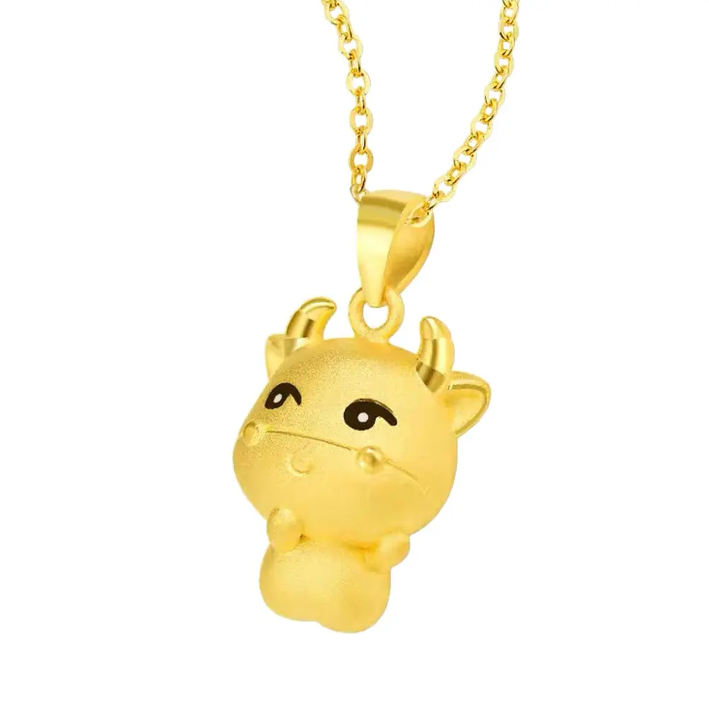 1Pcs Elegant Cow Necklace Pendant Gold Plated Ox Charm Party Gift Summer Picnic Women Accessories Necklace Pendant