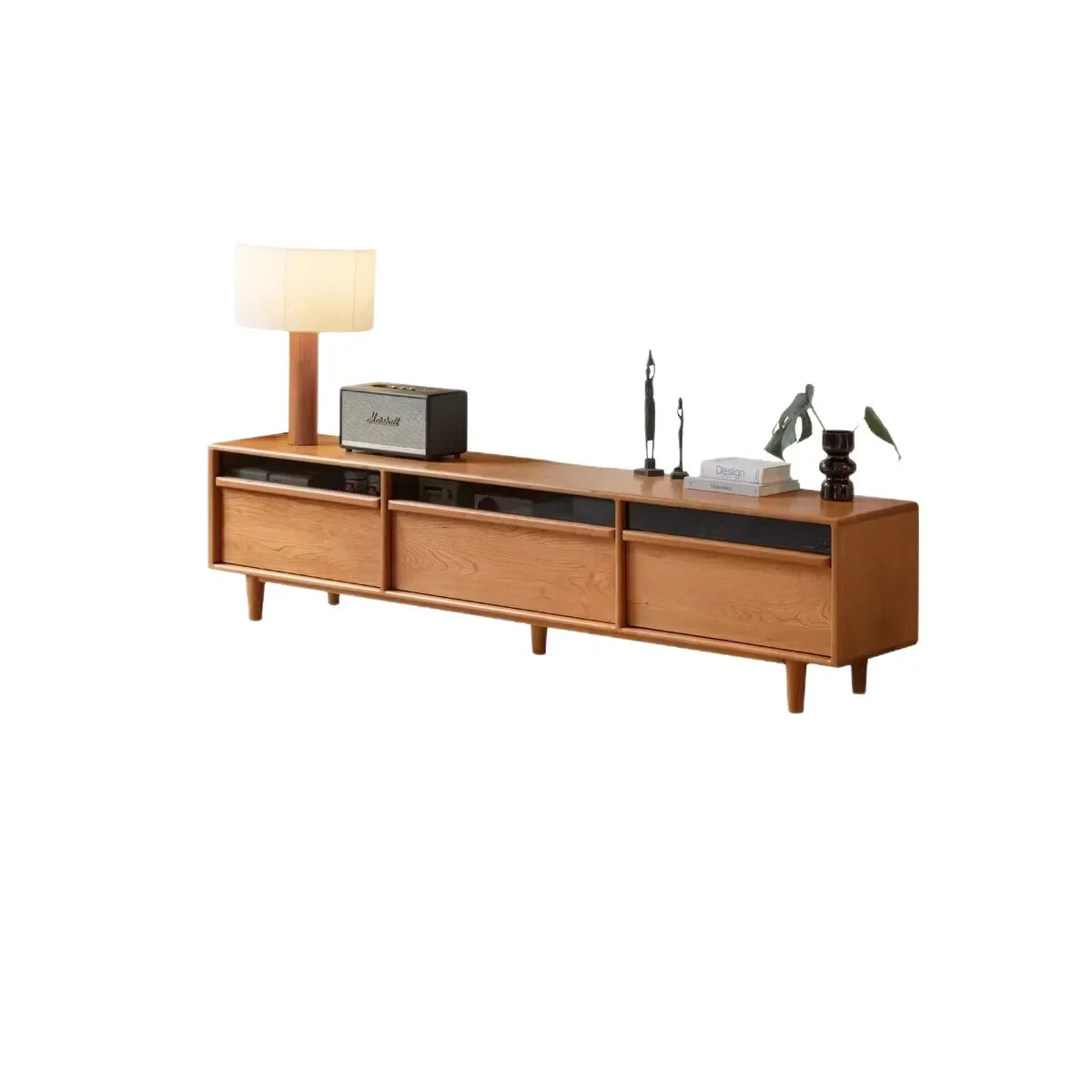 Durable High-quality Solid wood TV cabinet Black label cherry wood floor cabinet Living room storage locker Home