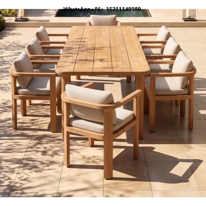 Modern Outdoor Rectangular Dining Table & Chairs Set Patio Garden