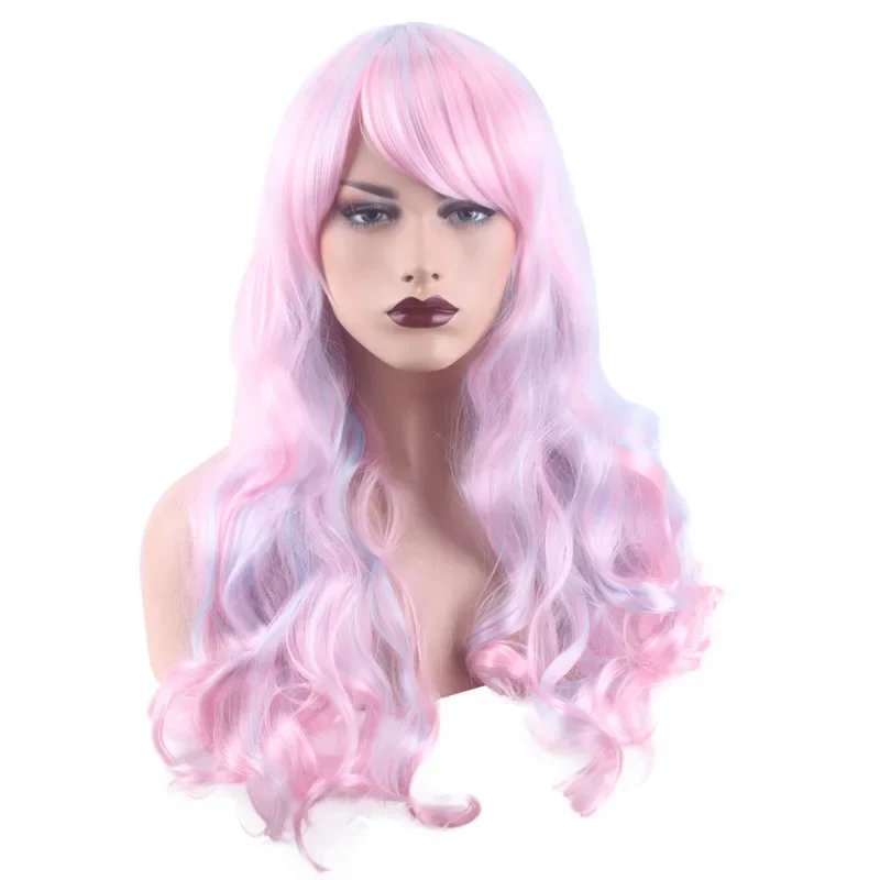 

European and American Harajuku gradual change 70CM long curly hair air bangs, Lucia Qi bangs