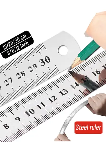 10P 15-30cm Stainless Steel Metal Straight Ruler Precision Double Sided Precision Measuring Tool Scale Metric Ruler Accessories