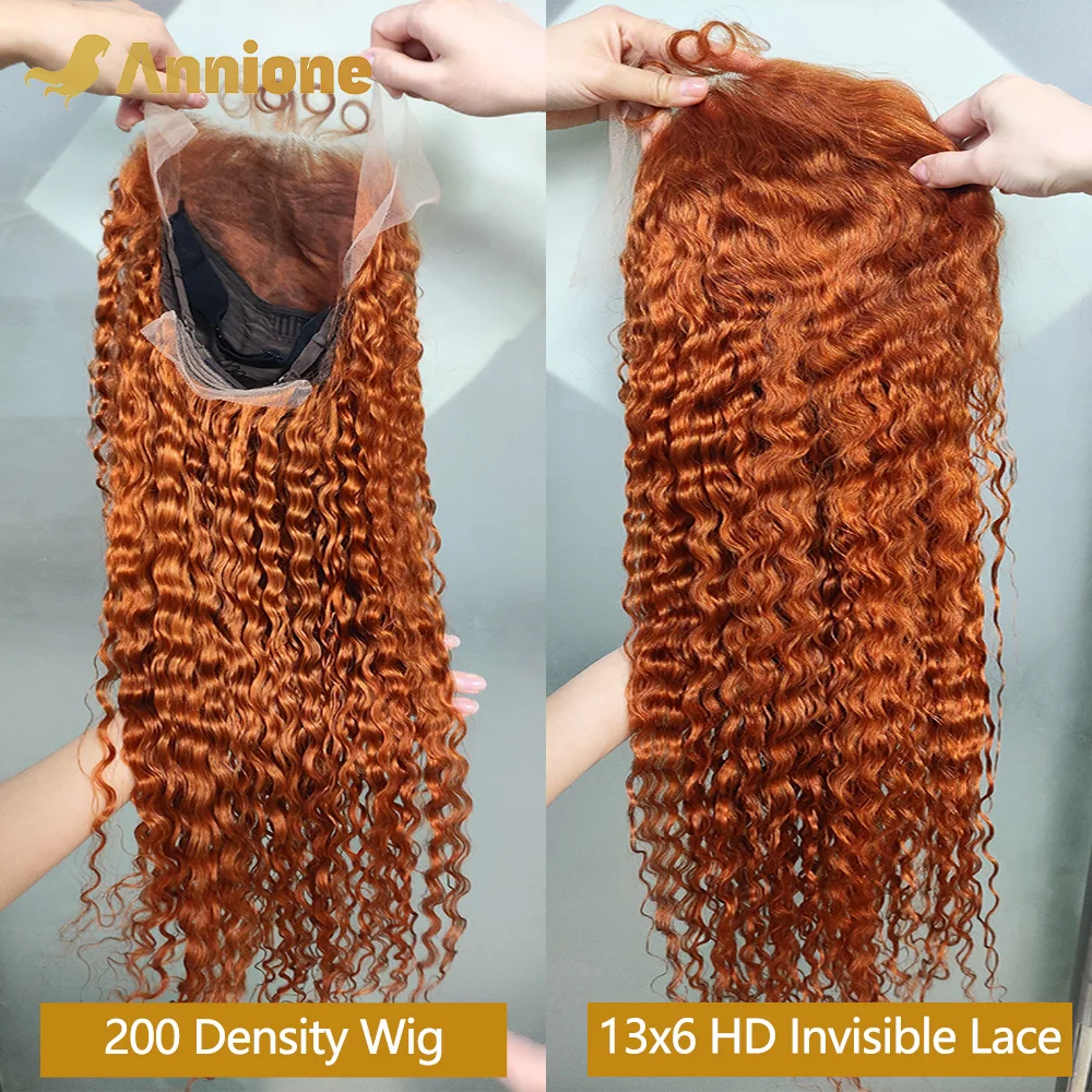 Ginger 13x6 Hd Lace Frontal Human Hair Wigs Deep Wave Curly Wigs Human Hair Multi Parting 200% High Density Lace Human Hair Wigs