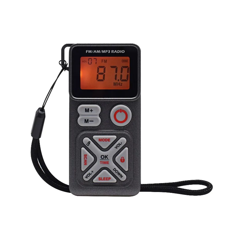 

FM/AM/MP3 Radio with LCD Screen Music Player Earphone Wrist Strap Portable Radio
