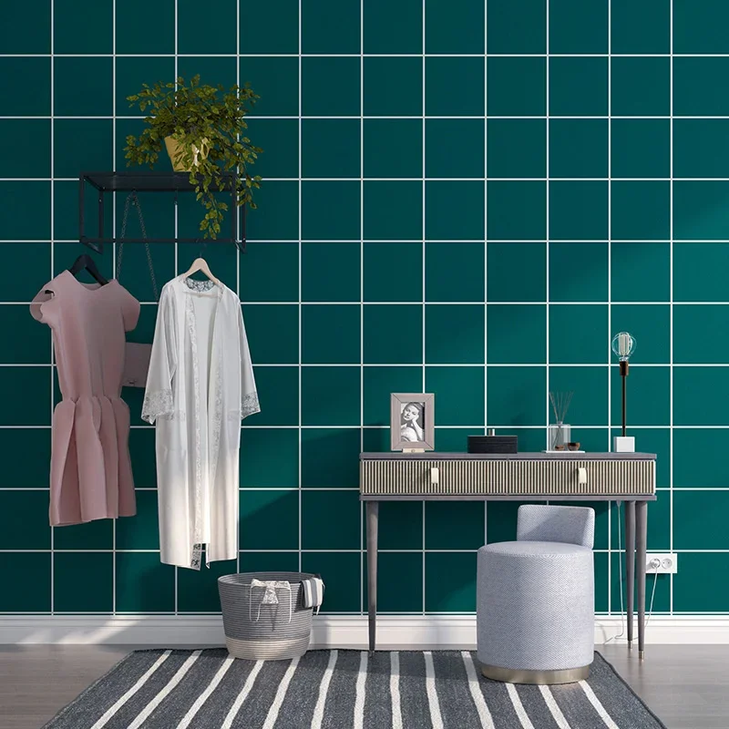 Wallpaper Green Plaid wallpaper for women's fashion and personality of xiaoqingxin clothing store