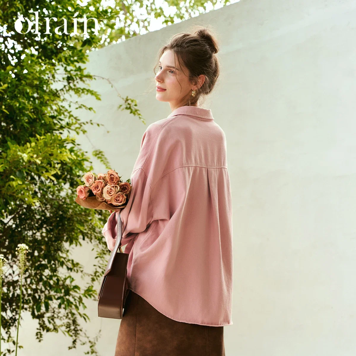 OLrain Camicie casual da donna Autunno 2025 Nuova moda allentata 100% cotone Camicia ricamata Pigro accogliente Denim Outercoats N56QC93926