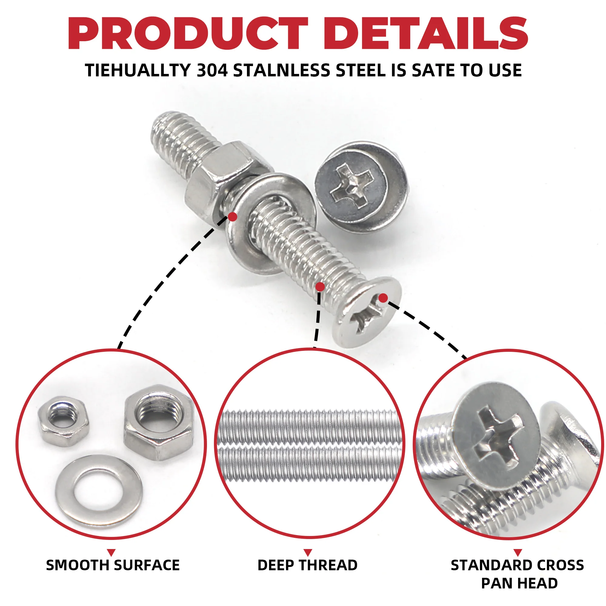 518 buah sekrup kepala countersunk dengan sekrup hidung Set M3 M4 M5 sekrup & mur 304 sekrup kepala countersunk silang baja tahan karat