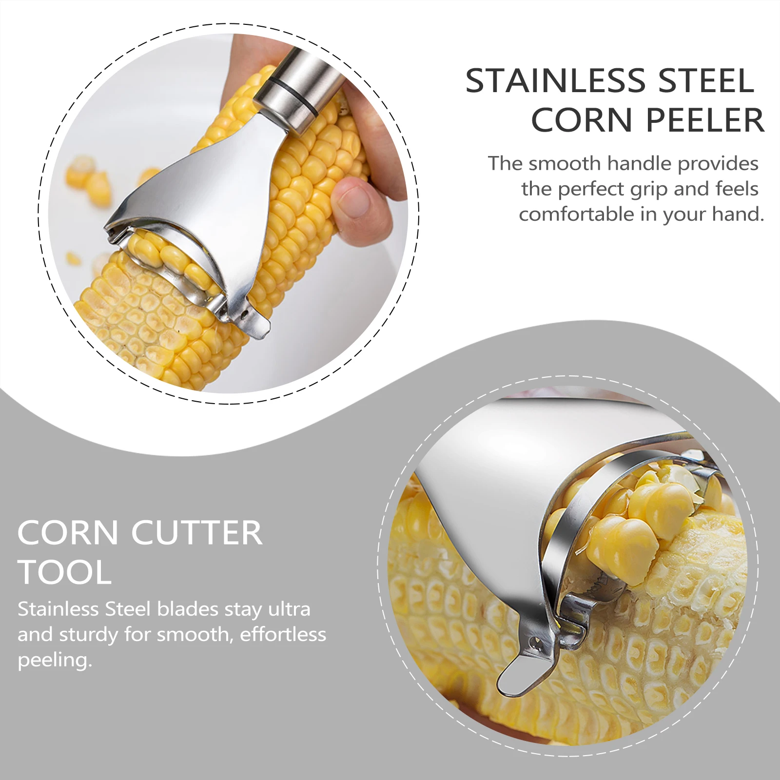 

Corn Peeler Stainless Steel High-Tech Polished Corrosion Resistant Smooth Effortless Peeling Dishwasher Safe Kitchen Tool Corn