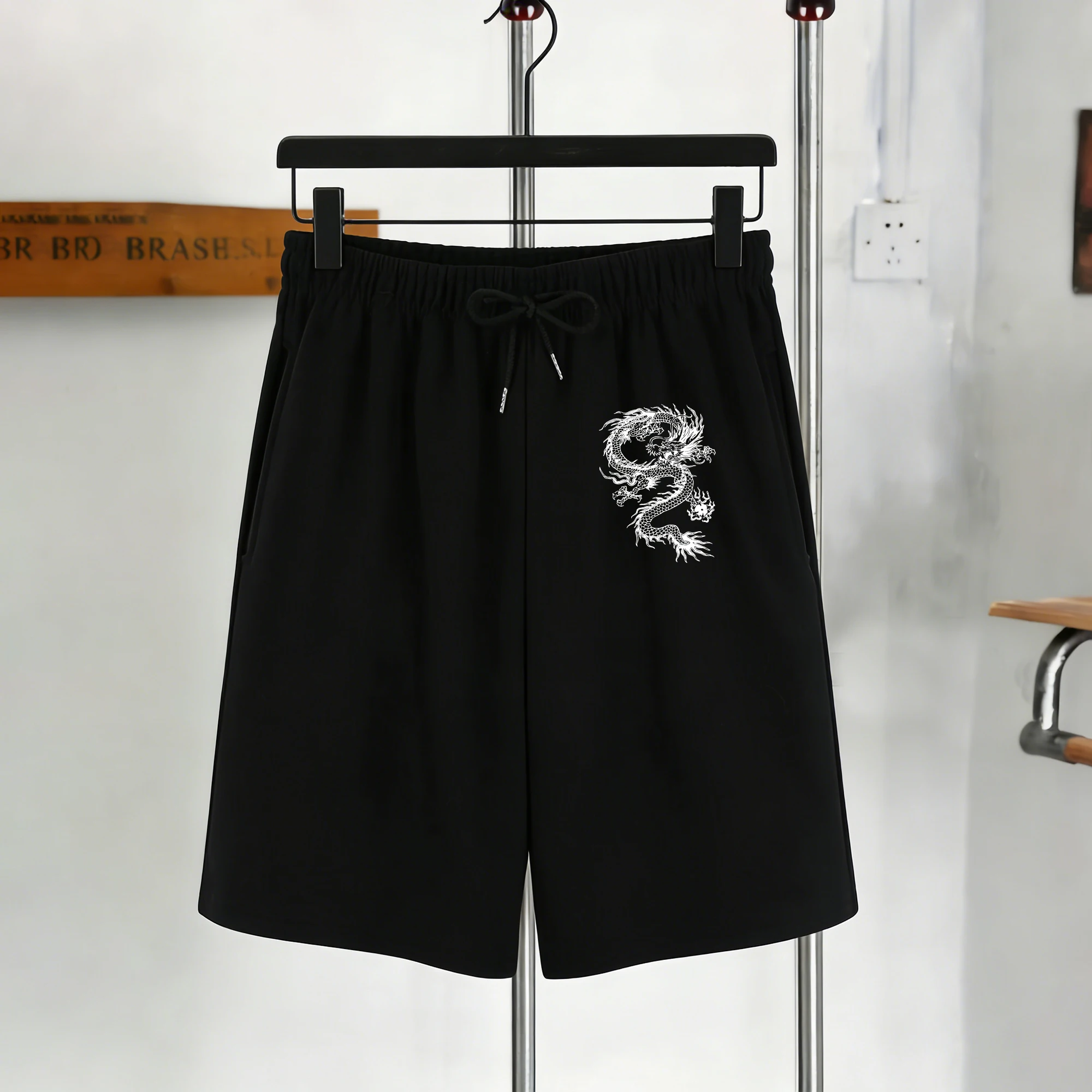 

Мужские шорты с принтом Dragon Of The East, летняя повседневная спортивная одежда, свободная мягкая уличная одежда унисекс, универсальные черные брюки