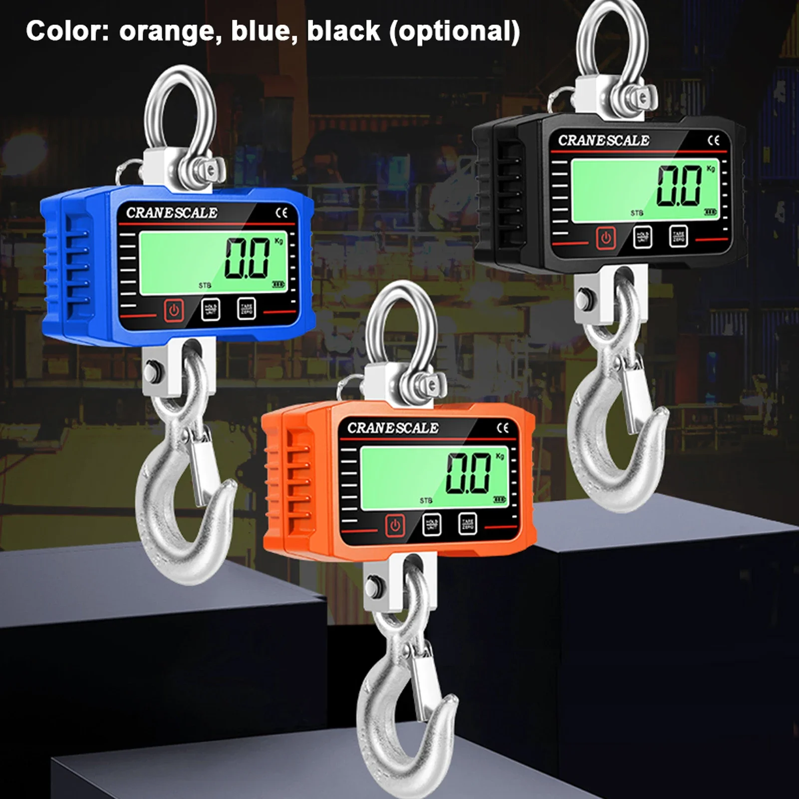 Digital LCD Display 1000kg Crance Scale Portable Electronic Heavy Duty Weight Hook Crane Industrial Grade Weighing Meter