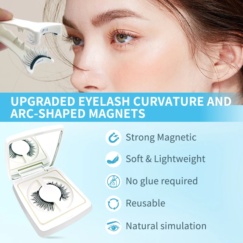 Neues Modell kommt gebogene verbesserte Magnete wieder verwendbare magnetische falsche Wimpern tragbare Make-up-Tool bequem praktisch hohe Qualität