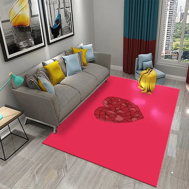 Red Love Heart Pattern Carpet Romantic Rose Rug Valentine's Day Area Rugs Door Mat Yoga Mats Women Bedroom Living Room Flat Mat