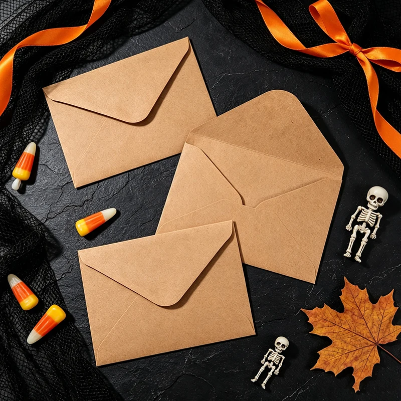25-50PCS Vintage Retro Kraft Envelopes Elegant Paper Design Ideal for Holiday Gift Card Invitation Packag Mailing Stationery ZYF