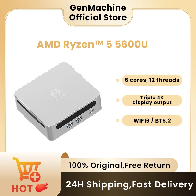 GenMachine New AMD Ryzen 5 5600U Mini PC Windows 10 Ryzen 3.3GHz