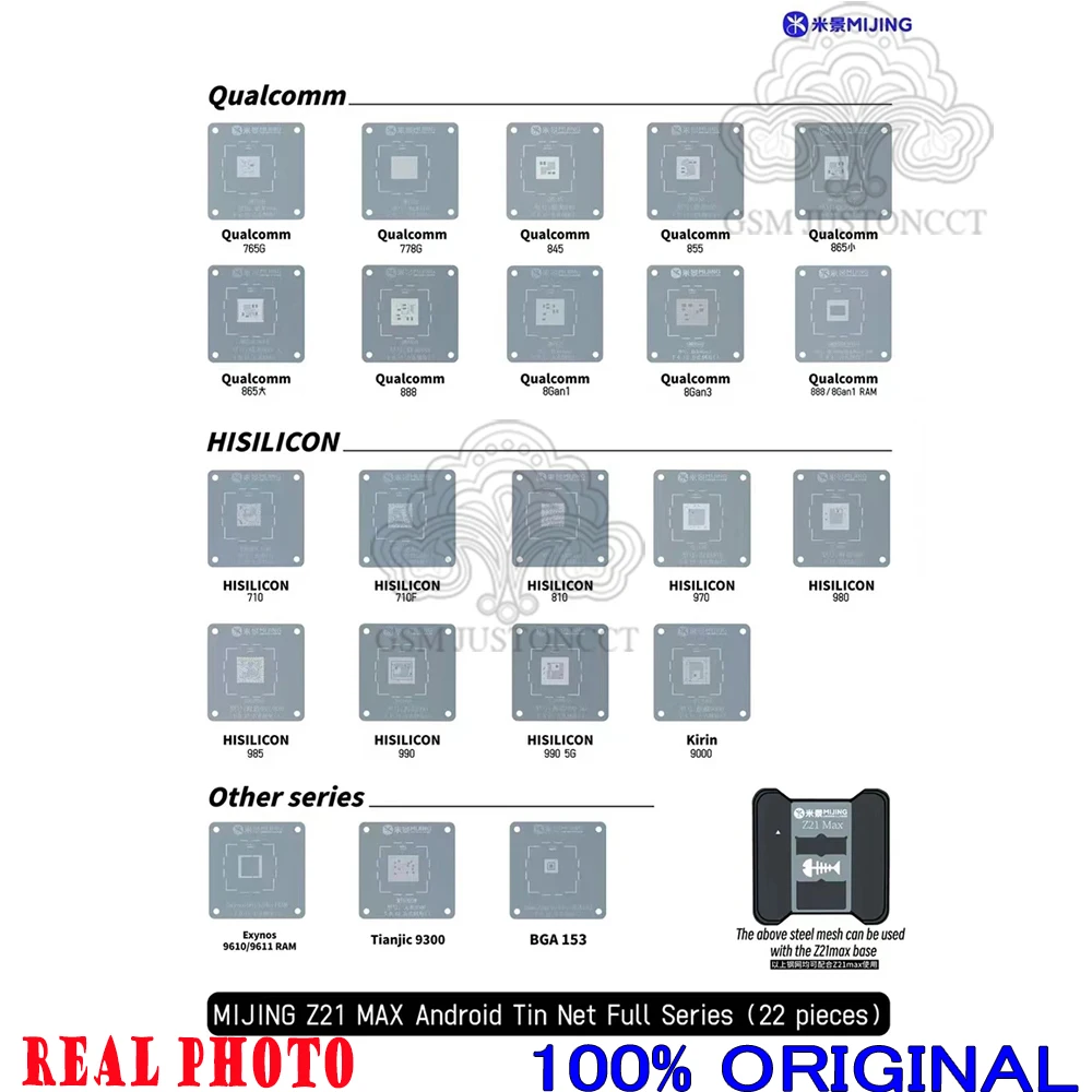 MIJING Z21 MAX Chip Tin Station Precise Positioning FOR IPHONE A8-A17 CPU Qualcomm Snapdragon Hisilicon EMMC Reballing Stencil