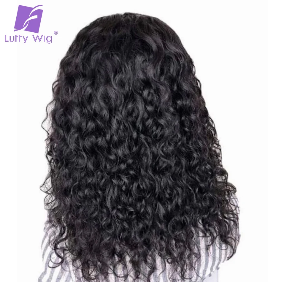 Loose Curly Wig With Bangs Machine Made Silk Scalp Top Wigs 180Density Deep Wave Fringe Bang None Lace Remy Brazilian Human Hair