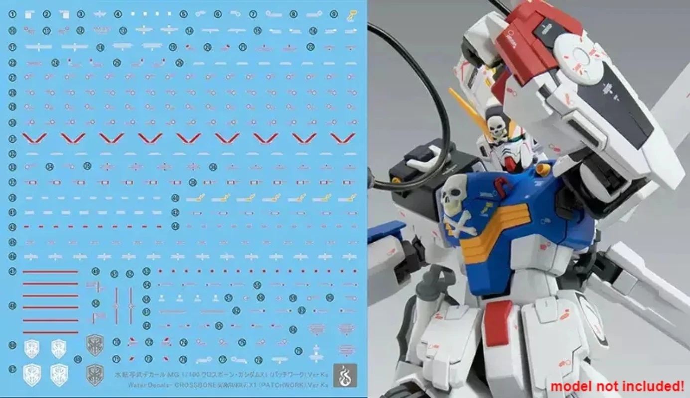 YAN High Precision Fluorescent Water Decals for MG PB 1/100 Crossbone X1 Patchwork Ver.ka, Water Slide Stickers for Model Kit