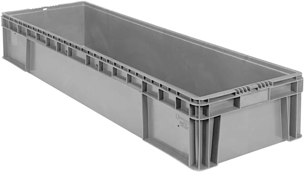 

Большой пластиковый контейнер-ящик для хранения, 48x15x7.5 дюймов, светло-серый, сверхпрочный, штабелируемый, для гаража и автофургона