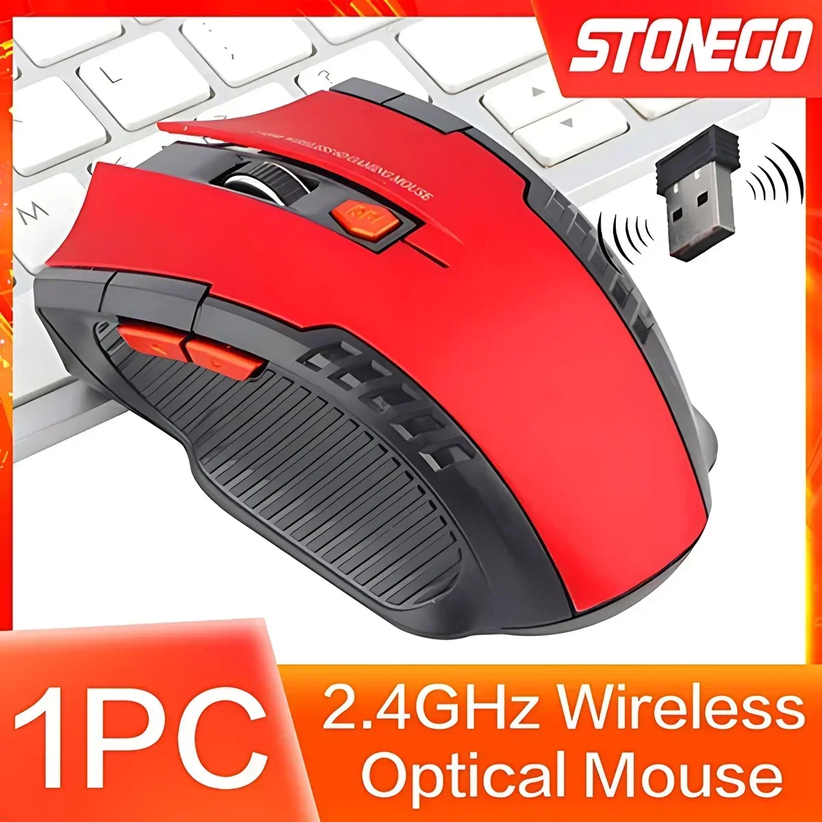 STONEGO 1PC 2.4GHz Portable Wireless Optical Game Mouse for PC Laptop Computer USB Receiver Mini Portable Mouse Mice