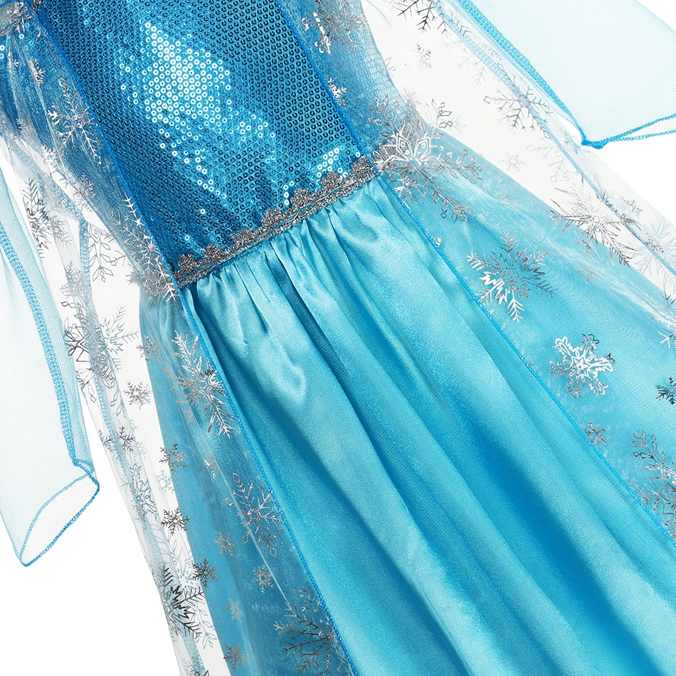 Snow Queen Elsa Princess Costume for Girls Halloween Carnival Party Dress Up 2-10 Yrs Kids Birthday Cosplay Frozen Dress