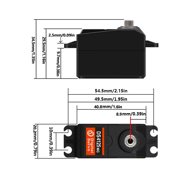 Dsservo DS4125MG 25KG engranaje de Metal Servo Digital de perfil bajo Servos de doble rodamiento para 1/10 coche de carreras de control remoto vehículo todoterreno 4wd juguete