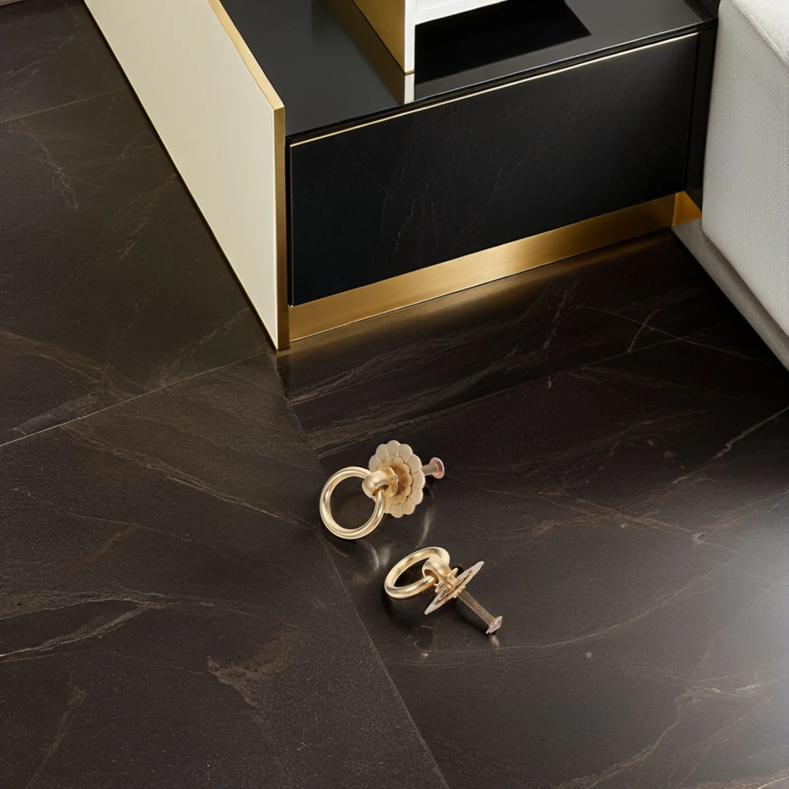 

6Pcs Brass Flower Cabinet Knobs Vintage Drawer Handles Unique Pulls for Kitchen Closet Vanity Furniture