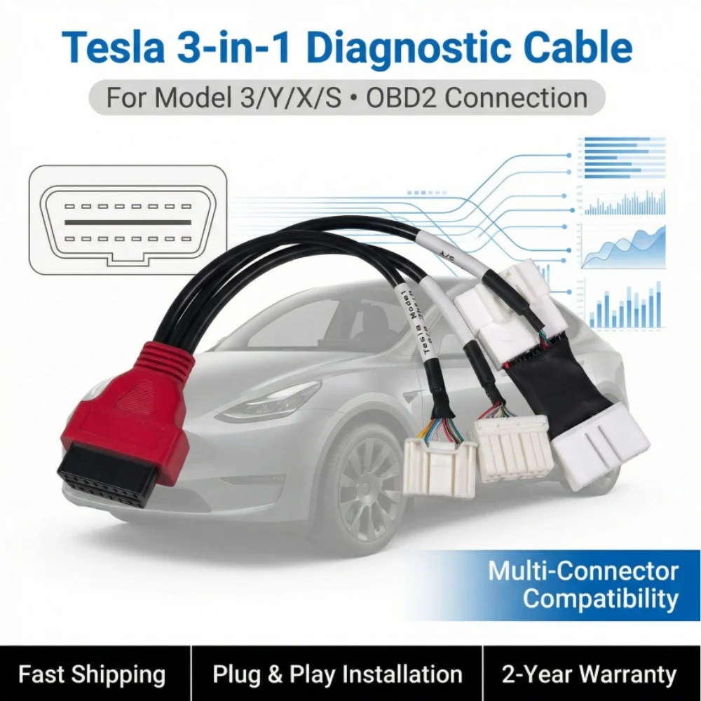 Кабель-адаптер OBD2 для Tesla (20-контактный/12-контактный/26-контактный) с разъемами Male/Female на 16-контактный для Tesla Model Y/X