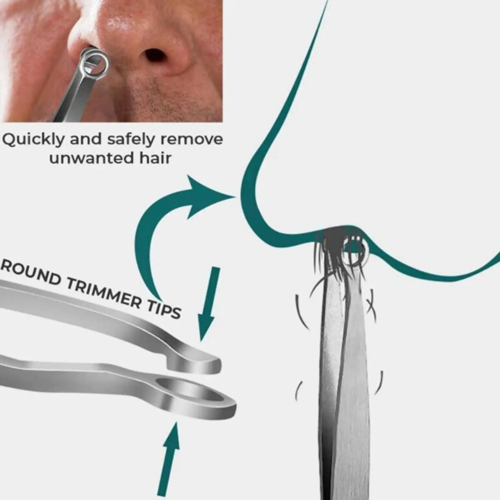Safe Nose Hair Removal Tweezers Stainless Steel Facial Shaving Trimmer for Eyebrow Makeup Tools Men Women