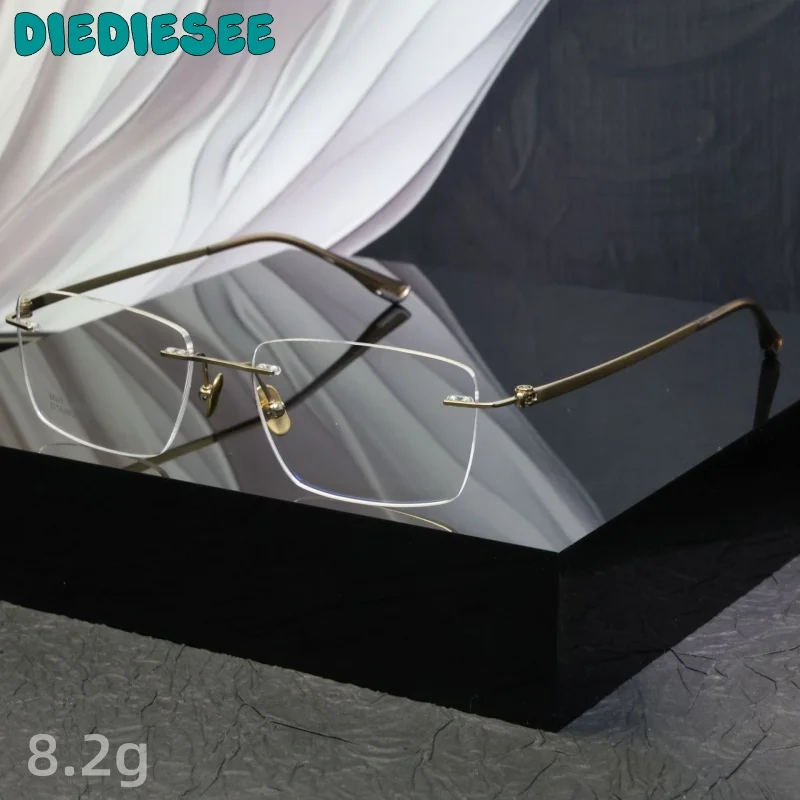 DIEDIESEE Men's High Quality Sheet Glasses Frame Anti Blue Light Frameless Glasses Frame Men's Trimmed Flat Light Glasses M0021