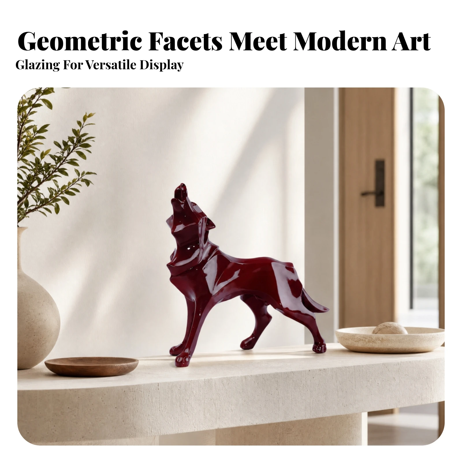 Glossy Resin Wolf Ornament Long-Lasting Wolf Figurine Animal Statue Elegant Table Centerpiece Ornament Originality
