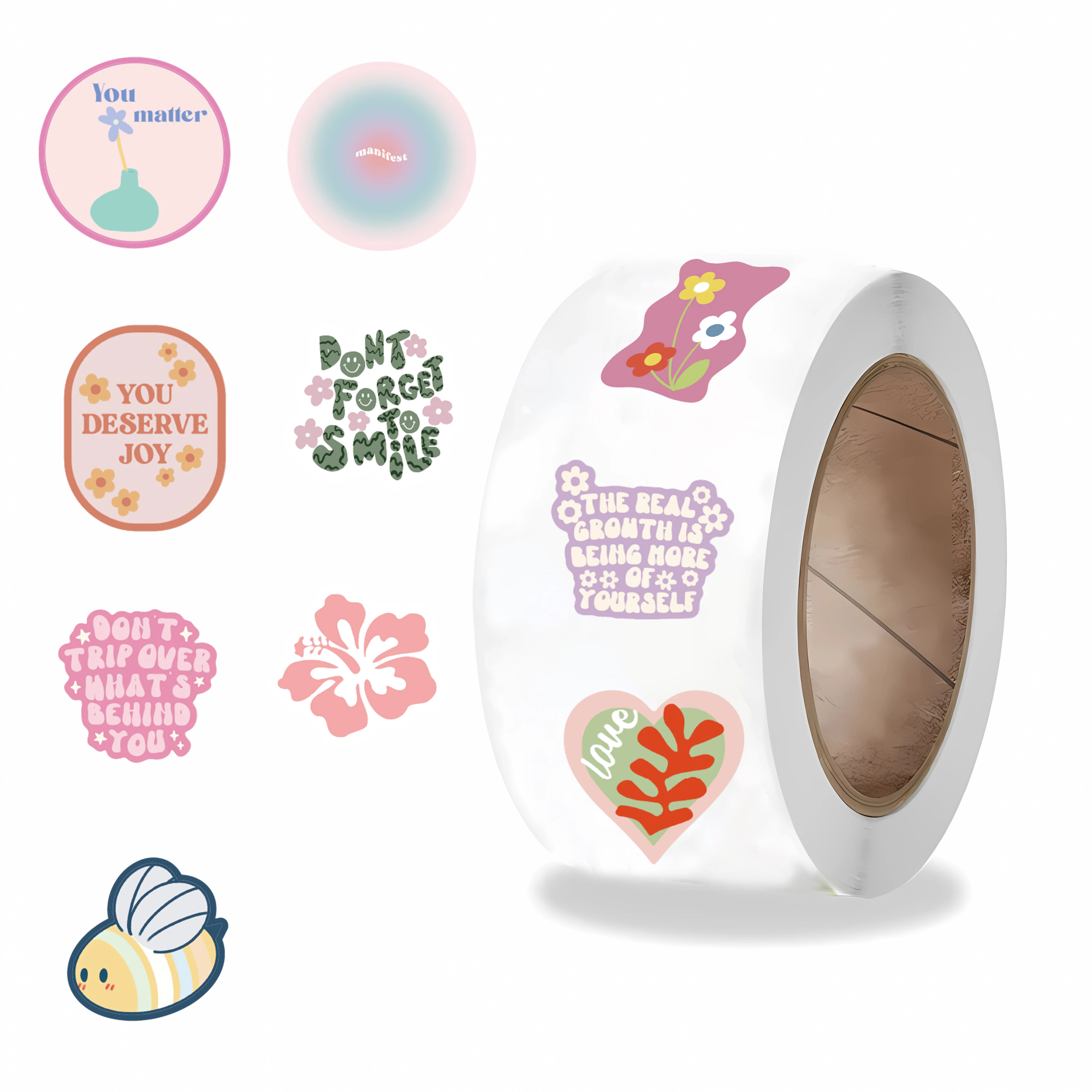 500PCS Danish Style Roll Stickers Notebook Cafe Birthday Harajuku Living Room Laptop Luggage Art For Home Personalize Stickers