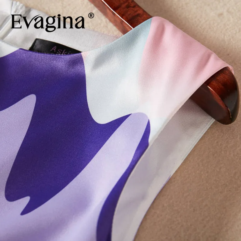 Evagina New Fashion Runway Designer Dress Damska sukienka bez rękawów z nadrukiem Sznurowana główna ulica S-XXL A-Line Mini sukienki