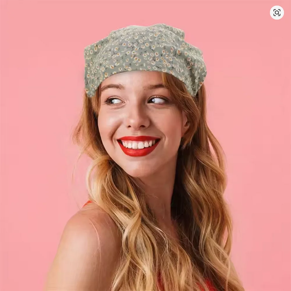 Damen Kleine Blumenmuster Stoff-Bandanas Mädchen Frische Dreieckige Kopftücher Damen Sommer Herbst Haarschals Haaraccessoires Turban – Detail 2