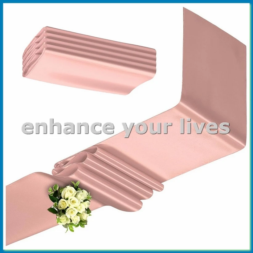 Rose Gold Table Runner 12x108 Inch 10 Pack Satin Table Runners, Smooth Table Runner for Party Wedding Banquets Birthday-AT48